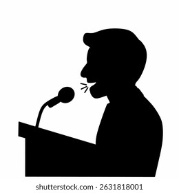 Silhouette  vector illustration of a man giving a speech on a podium