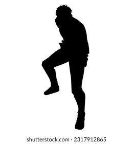 silhouette vector illustration of a man putting up a stance