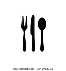 Silhouette vector illustration of a minimalist fork knife and spoon logotype.