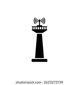 Silhouette vector illustration of a navigation signal tower icon on a white background
