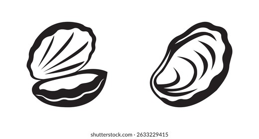 Silhueta ilustração vetorial de conchas de ostras