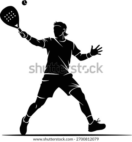 Silhouette Vector Illustration of a Padel Player in Action
