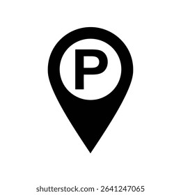 Silhouette vector illustration of a parking location pin.