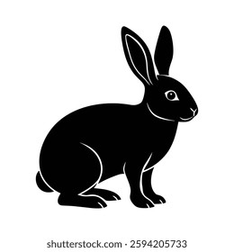 silhouette vector illustration of a rabbit with white background