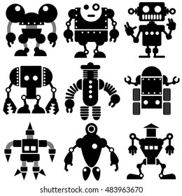 silhouette vector illustration of robots for world domination