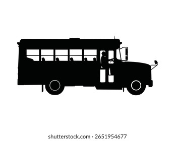 silhouette vector illustration of a school bus isolated with white background
