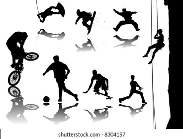 Silhouette vector illustration of several sports