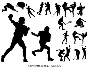 Silhouette vector illustration of several sportsmen