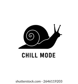 Silhouette vector illustration of a snail with Chill Mode caption icon.