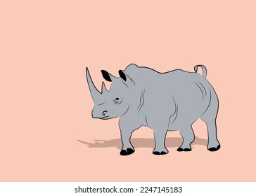 Silhouette vector illustration of standing rhinoceros Rhino view for logo Rhino Vector illustration