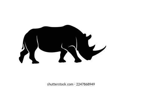 Silhouette vector illustration of standing rhinoceros Rhino view for logo Rhino Vector illustration