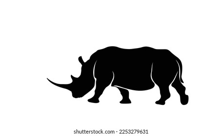 Silhouette vector illustration of standing rhinoceros Rhino view for logo Rhino Vector illustration