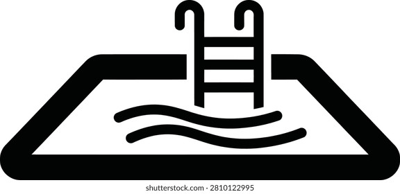 Silhouette vector illustration of a swimming pool with ladder design