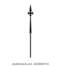 Silhouette vector illustration of a Vatican holy lance icon on a white background.