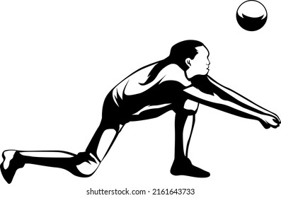 Silhouette Vector Illustration Volleyball Athlete Hitting Stock Vector ...