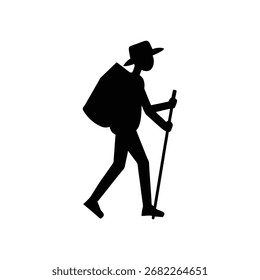 ilustração de vetor de silhueta de um menino caminhante