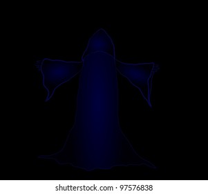 silhouette vector illustration of a wizard. esp 8