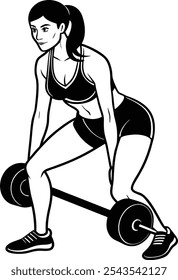 Silhouette Vector Illustration of a Woman Fitness | Workout Design on White Background