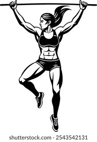 Silhouette Vector Illustration of a Woman Fitness | Workout Design on White Background