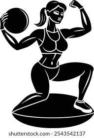 Silhouette Vector Illustration of a Woman Fitness | Workout Design on White Background