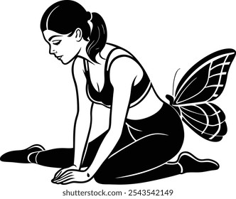 Silhouette Vector Illustration of a Woman Fitness | Workout Design on White Background