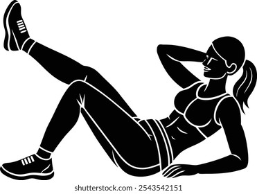 Silhouette Vector Illustration of a Woman Fitness | Workout Design on White Background