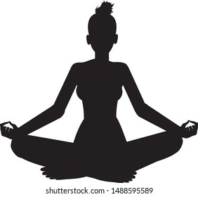 Silhouette Vector Illustration Woman Lotus Pose Stock Vector (Royalty ...