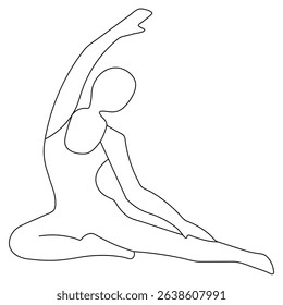 Silhouette vector illustration of a woman in a yoga pose, emphasizing body, health, and abstract beauty through outline art
