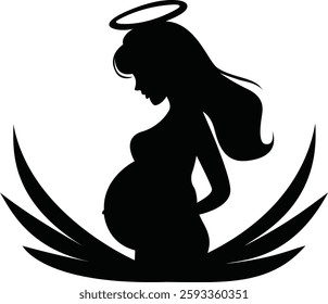 Silhouette vector image of  motherhood