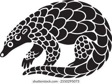 A silhouette vector image of a pangolin