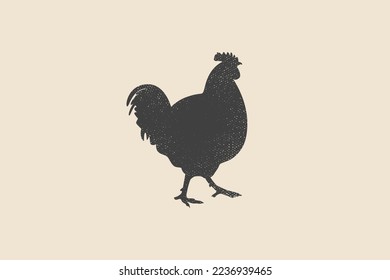 Silhouette vector image of a rooster. The image can be used for packaging design, postcards, patterns.