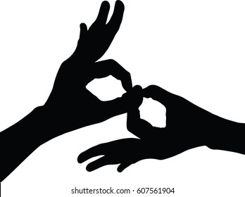 silhouette vector of interpreting sign in sign language on a black background