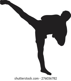 Silhouette vector of a kickboxer or muay thai fighter