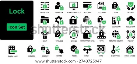 Silhouette vector of Lock icon set