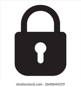 silhouette vector lock icon	 with white background 
