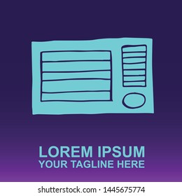 Silhouette Vector Logo of Blue Aircon Technology and Equipment for Cooling on Gradient Color Background Violet and Pink. Illustration for Print, Element, Concept, and Template.