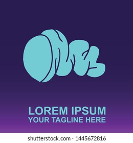 Silhouette Vector Logo of Blue Aquatic and Exotic Ocean Seashell on Gradient Color Background Violet and Pink. Illustration for Print, Element, Concept, and Template.