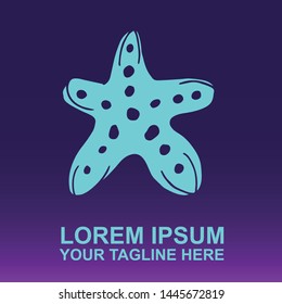 Silhouette Vector Logo of Blue Aquatic and Exotic Ocean Seashell on Gradient Color Background Violet and Pink. Illustration for Print, Element, Concept, and Template.