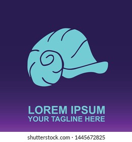 Silhouette Vector Logo of Blue Aquatic and Exotic Ocean Seashell on Gradient Color Background Violet and Pink. Illustration for Print, Element, Concept, and Template.