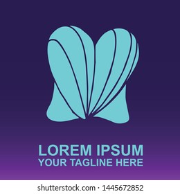 Silhouette Vector Logo of Blue Aquatic and Exotic Ocean Seashell on Gradient Color Background Violet and Pink. Illustration for Print, Element, Concept, and Template.