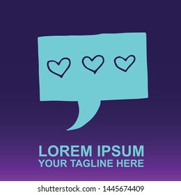 Silhouette Vector Logo of Blue Bubble Speech and Message on Gradient Color Background Violet and Pink. Illustration for Print, Element, Concept, and Template.
