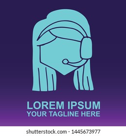 Silhouette Vector Logo of Blue Freelance Virtual Assistant on Gradient Color Background Violet and Pink. Illustration for Print, Element, Concept, and Template.