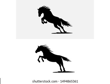 Silhouette vector logo horse running and jumping