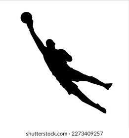 silhouette vector of male soccer goalkeeper jumping to save goal