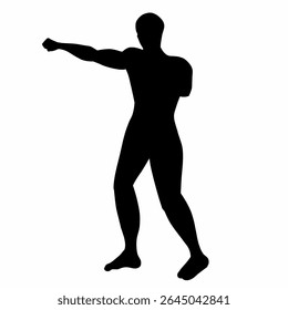 silhouette vector of a man in a punching position. boxing vector. vector design