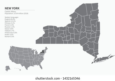 silhouette vector map of united states america. usa map.