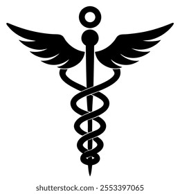 silhouette vector medical tool aesculapius vector icon isolated on white background