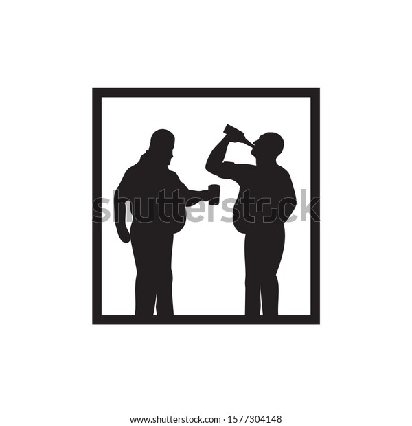 Silhouette Vector Men Beer Bellies Drinking Stock Vector (royalty Free 