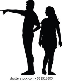 Silhouette vector of Men indicating by hand, Man presenting, couple silhouette illustration on a white background