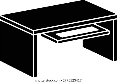 Silhouette vector of a modern computer desk with pullout tray design